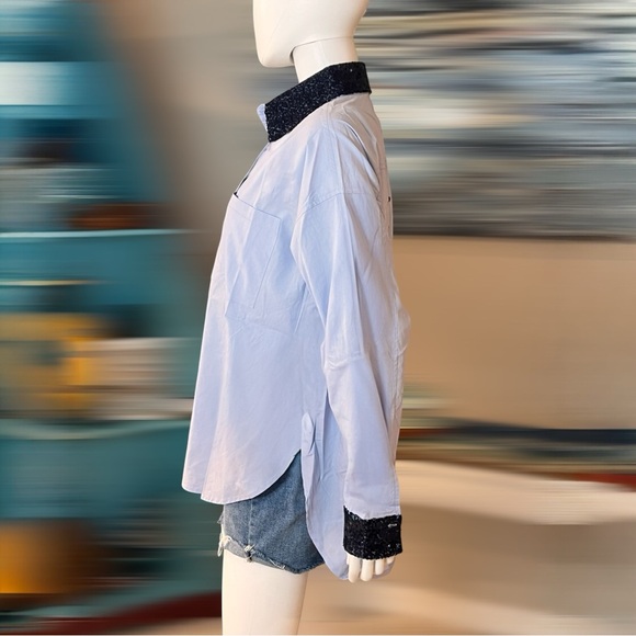 FANTASTIC FAWN button front cotton sequin accent blouse S M L - Picture 10 of 11